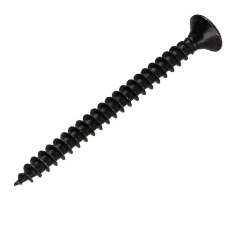 1 x VBA Vis bois agglo Tête fraisée Pozi N°2 5X60 Filetage total Acier zingué noir