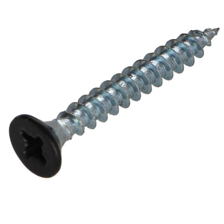 1 x VBA Vis bois agglo Tête fraisée Pozi N°2 4.5X35 Filetage total Acier zingué RAL9004 noir de sécurite 30%BRI