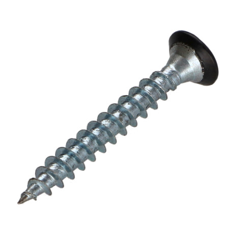 1 x VBA Vis bois agglo Tête fraisée Pozi N°2 4.5X35 Filetage total Acier zingué RAL9004 noir de sécurite 30%BRI