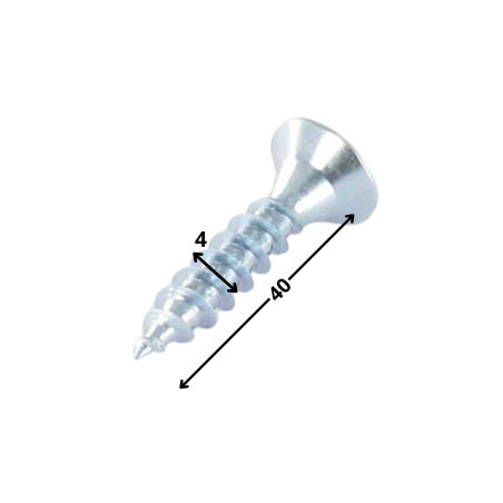 1 x VBA Vis bois agglo Tête fraisée TORX T20 4X40 Acier zingué GLEITMO
