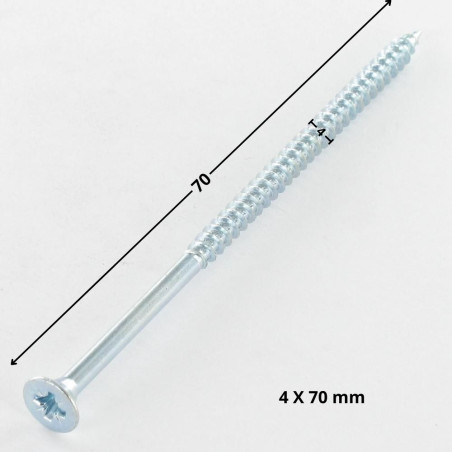 1 x VBA Vis bois agglo Tête fraisée Pozi N°2 4X70 Filetage partiel Acier zingué