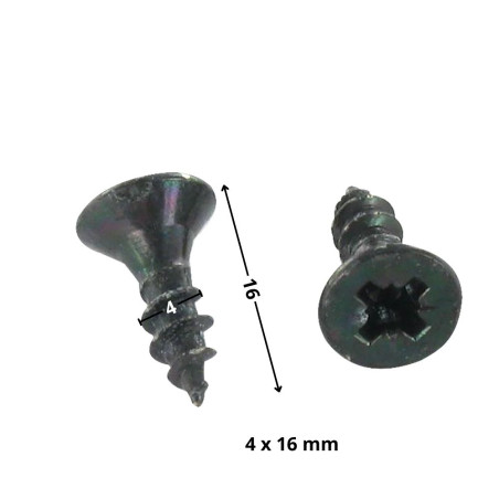 1 x VBA Vis bois agglo Tête fraisée Pozi N°2 4X16 Filetage total Acier zingué noir