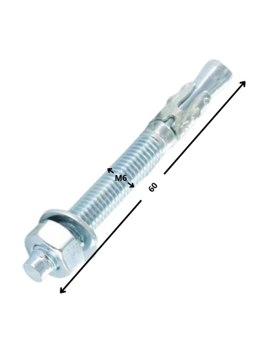 1 x Goujon Ancrage M6X60 Acier zingué