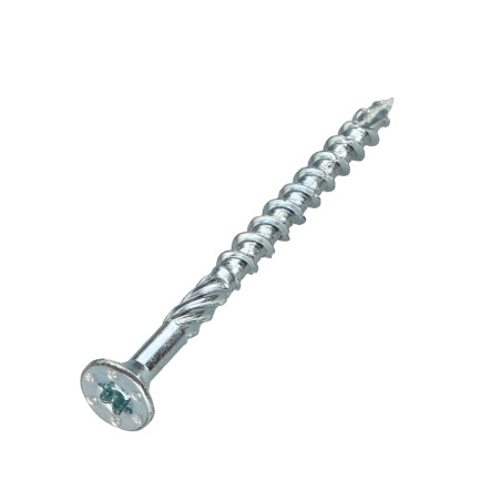 1 x Vis charpente TEKOR Tête fraisée Cranté TORX T25 5X90 Filetée sur 47 Pointe antifendage type 17 Acier zingué