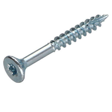 1 x Vis bois TEKOR Tête fraisée Cranté 4.5X50 Filetée sur 30 TORX T25 Acier zingué Pointe antifendage type 17