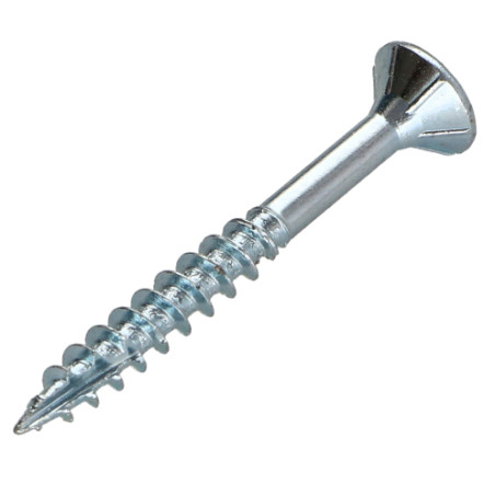 1 x Vis bois TEKOR Tête fraisée Cranté 4.5X50 Filetée sur 30 TORX T25 Acier zingué Pointe antifendage type 17