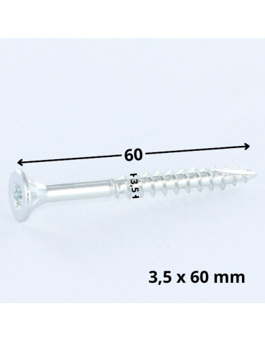 1 x Vis bois TEKOR Tête fraisée Cranté 3.5X60...