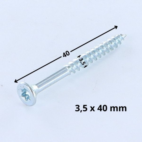 1 x VBA Vis bois agglo Tête fraisée TORX T10 3.5X40 Filetée sur 30 Acier zingué