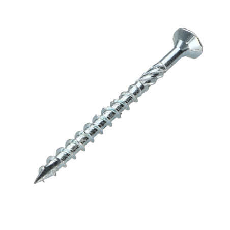 1 x Vis charpente TEKOR Tête fraisée Cranté TORX T25 5X80 Filetée sur 47 Pointe antifendage type 17 Acier zingué