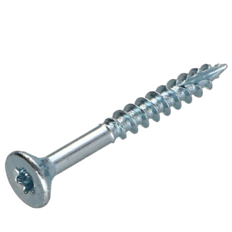 1 x Vis bois TEKOR Tête fraisée Cranté 4X45 Filetée sur 27 TORX T20 Acier zingué Pointe antifendage type 17