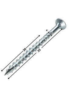 Vis charpente TEKOR Tête fraisée Cranté TORX T20 4X35... 2