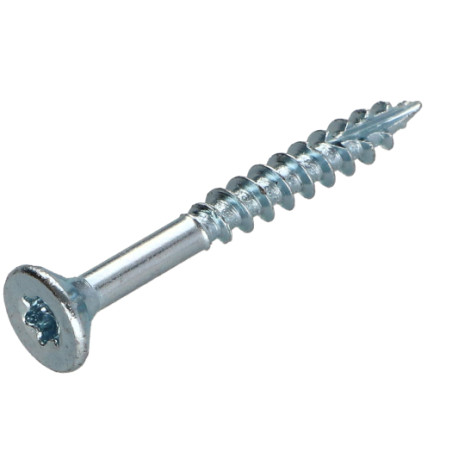 1 x Vis bois TEKOR Tête fraisée Cranté 4X50 Filetée sur 30 TORX T20 Acier zingué Pointe antifendage type 17