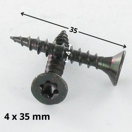 1 x VBA Vis bois agglo Tête fraisée TORX T20 4X35 Acier zingué noir