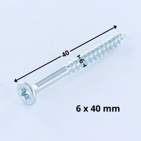 1 x VBA Vis bois agglo Tête fraisée TORX T25 6X40 Acier zingué