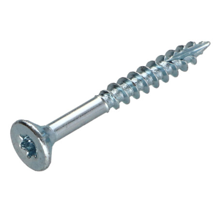 1 x Vis bois TEKOR Tête fraisée Cranté 5X50 Filetée sur 30 TORX T25 Acier zingué Pointe antifendage type 17