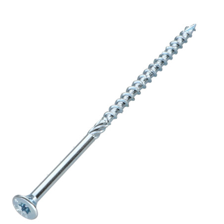 1 x Vis charpente TEKOR Tête fraisée Cranté TORX T30 6X120 Filetée sur 80 Pointe antifendage type 17 Acier zingué