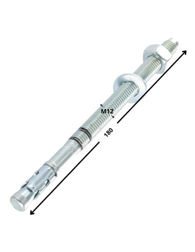 1 x Goujon Ancrage R-XPTIIIZP M12X180 Acier zingué