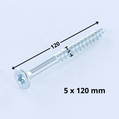 1 x VBA Vis bois agglo Tête fraisée TORX T25 5X120 Filetée sur 70 Acier zingué