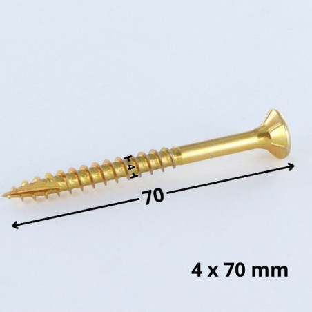 1 x Vis bois TEKOR Tête fraisée Cranté 4X70 Filetée sur 42 TORX T20 ZBCR3+ Pointe antifendage type 17