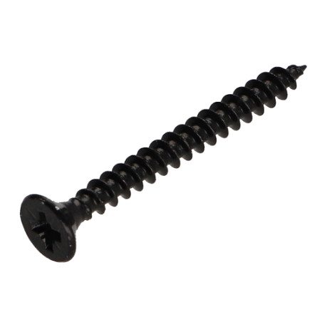 1 x VBA Vis bois agglo Tête fraisée Pozi N°2 4.5X40 Filetage total Acier zingué noir