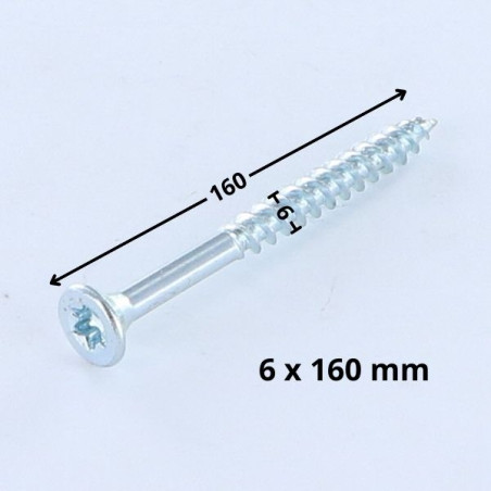 1 x VBA Vis bois agglo Tête fraisée TORX T25 6X160 Filetée sur 70 Acier zingué