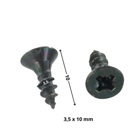 1 x VBA Vis bois agglo Tête fraisée Pozi N°2 3.5X10 Filetage total Acier zingué noir