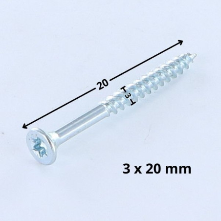 1 x VBA Vis bois agglo Tête fraisée TORX T10 3X20 Acier zingué microvis