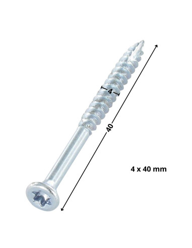 1 x Vis bois TEKOR Tête fraisée Cranté 4X40...