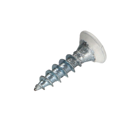 1 x VBA Vis bois agglo Tête fraisée Pozi N°2 3.5X15 Filetage total Acier zingué Laqué blanc