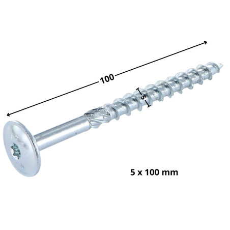 1 x VBA Vis bois agglo Tête disque TORX T25 5X100 Acier zingué