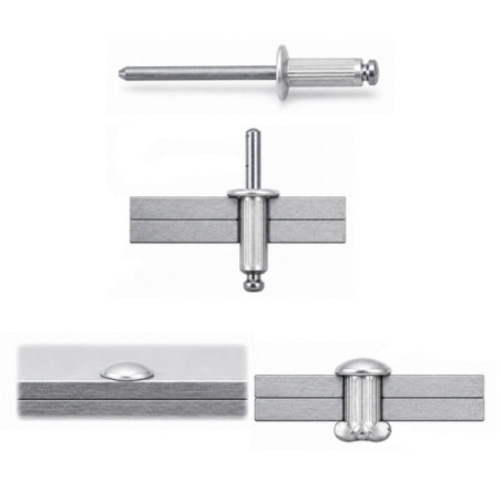 1 x Rivet aveugle Aluminium Tige acier 6X10 Tête plate