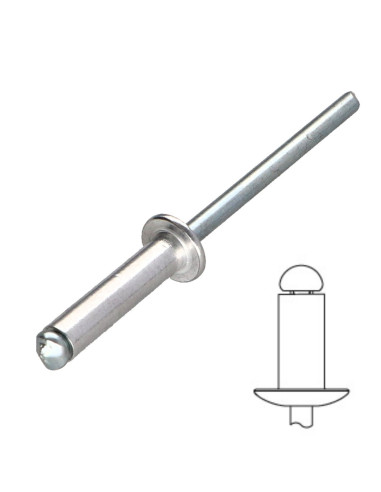1 x Rivet aveugle Aluminium Tige acier 4X10...