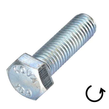 1 x Vis métaux Tête hexagonale TH Pas Gauche M12X30 Classe 10.9 acier geomet