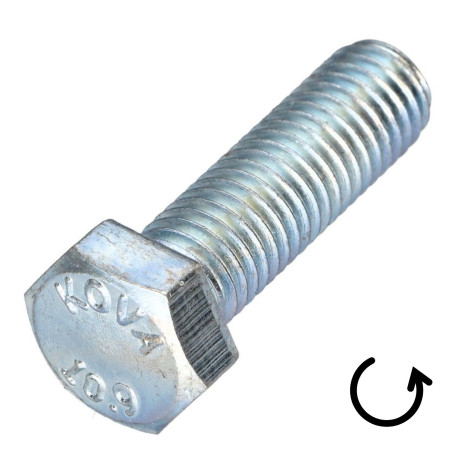 1 x Vis métaux Tête hexagonale TH Pas Gauche M6X50 Classe 10.9 acier geomet