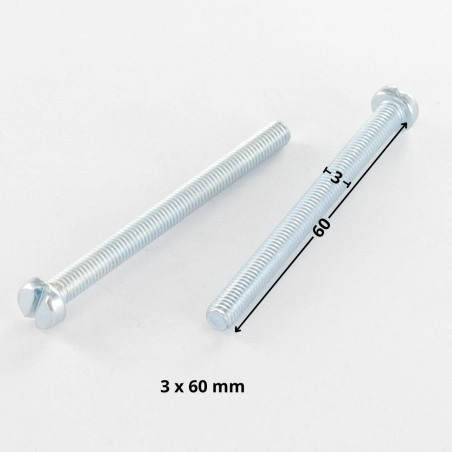 1 x Vis métaux Tête cylindrique TC Fendue M3X60 Acier zingué microvis