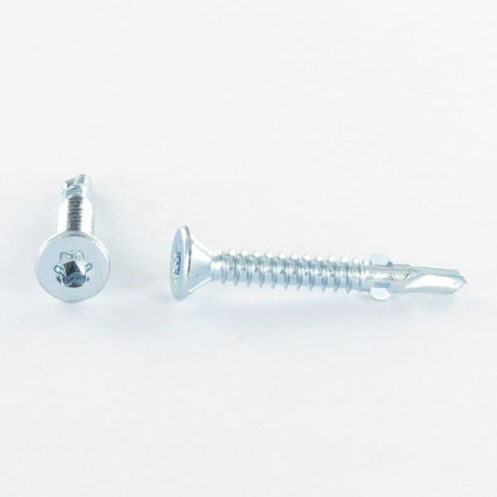 1 x Vis autoperceuse Tête fraisée TORX T30 5.5X38 Crantée et ailettes Acier zingué