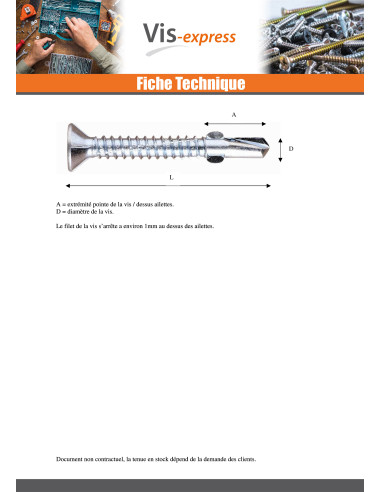 1 x Vis autoperceuse Tête fraisée TORX T30...