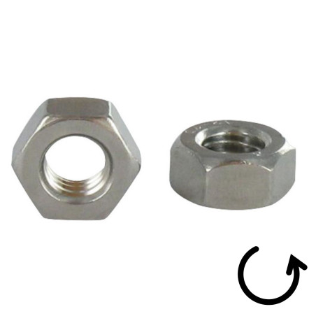 1 x Ecrou HUAGONAL Pas Gauche M8 Inox A4