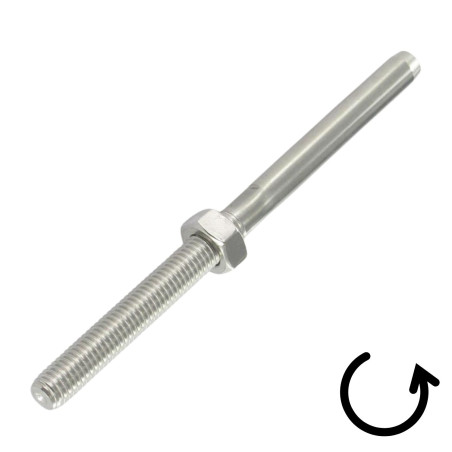 1 x Embout à sertir fileté Pas Gauche Inox A4 Câble 5 Longueur total 130