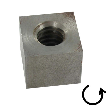 1 x Ecrou carré VKM Tête ronde TR 20X4 Trapézoidale Gauche Acier brut