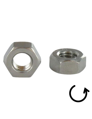 1 x Ecrou HUAGONAL Pas Gauche M10 Inox A4