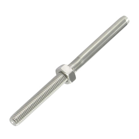 1 x Embout à sertir fileté Pas Gauche Inox A4 Câble 4 Longueur total 110