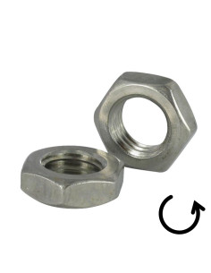 Ecrou hexagonal bas hm/contre Ecrou Pas Gauche M10 Inox A4 2