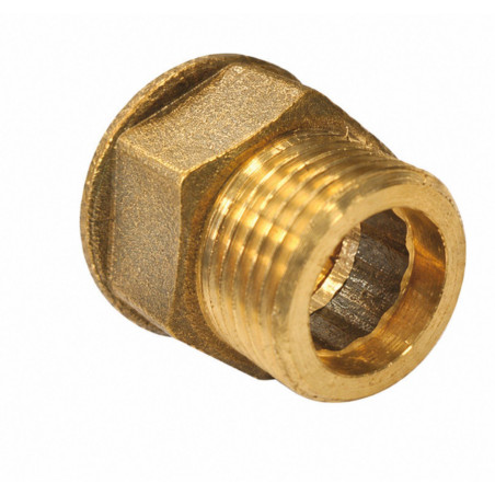 1 x Mamelon hexagonal Figure 529 pour joint plat Mâle/Femelle renforcé 15x21 (1/2") Laiton