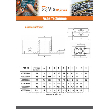 1 x Ecrou cylindrique à souder Bossage intérieur M5 19X11 hauteur 7.8 Acier brut