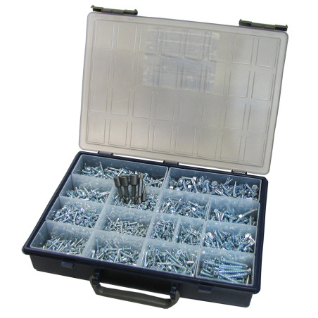 1 x Assortiment de 1775 Vis autoperceuse Tête fraisée / Tête cylindrique TC Phillips / Tête hexagonale TH Acier