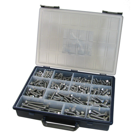1 x Assortiment de 570 Vis métaux Tête hexagonale TH Filetage total Inox A2