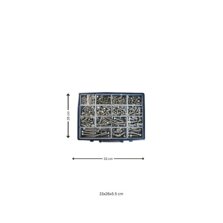 1 x Assortiment de 570 Vis métaux Tête hexagonale TH Filetage total Inox A2