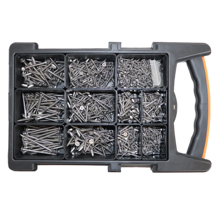 1 x Assortiment de 1200 Vis bois TEKOR Tête fraisée Cranté TORX Inox A2