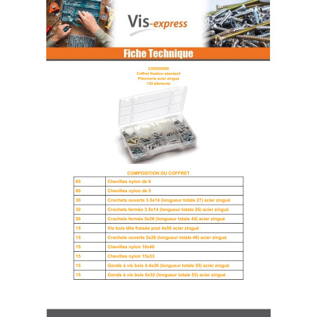 1 x Assortiment de fixations STANDARD 445 ELEMENTS